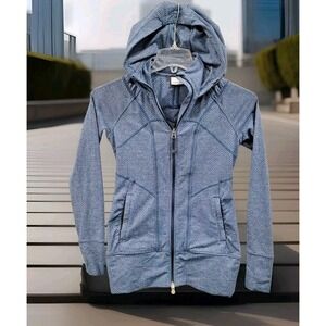 Athleta Women's XXS Rishi Fitted Hooded Full Zip Jacket Blue Hoodie Style 943066